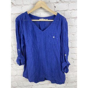 Soft Surroundings Linen Blend Guaze Topanga Top M